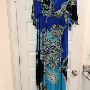 Valerie Bertinelli Vibrant Blue and Green Maxi Dress